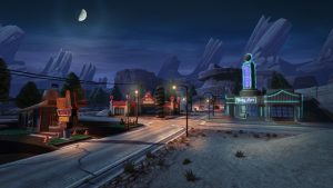 In-game screenshot of Radiator Springs “Cars III” Level (2016)
